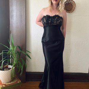 Vintage Empire Waist Black Formal Prom Dress